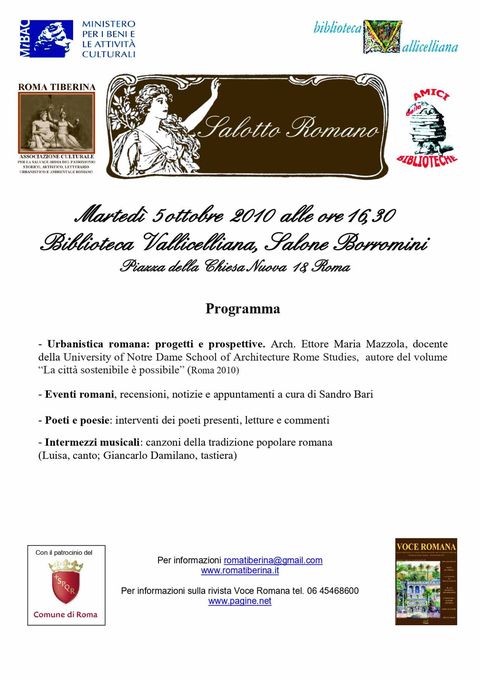 Locandina: Salotto Romano, ottobre 2010