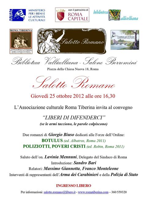 Locandina: Invito alla Biblioteca Vallicelliana, 25 ottobre 2012