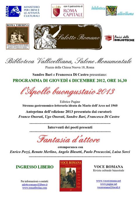 Locandina: Salotto Romano, dicembre 2012