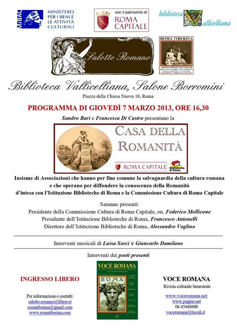 Locandina: Salotto Romano, marzo 2013