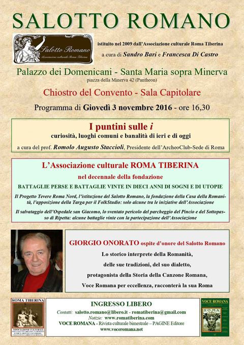 Locandina: Salotto Romano, 3 novembre 2016