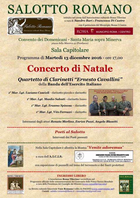 Locandina: Concerto di Natale, dicembre 2016