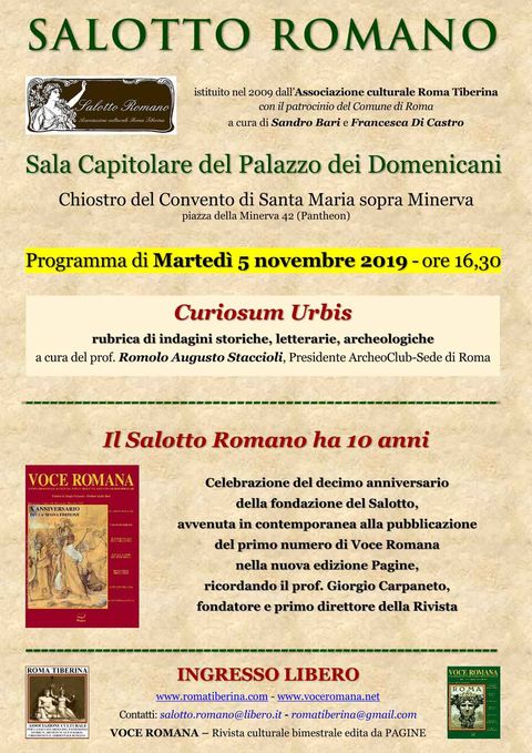 Locandina: Salotto Romano, 5 novembre 2019